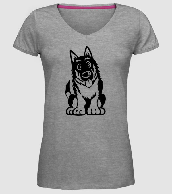 câine lup model gri pe tricou