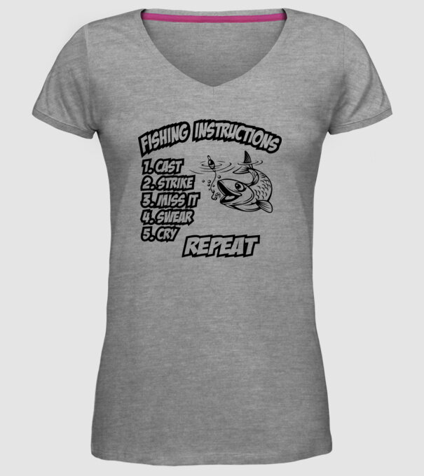 Fishing instructions model gri pe tricou