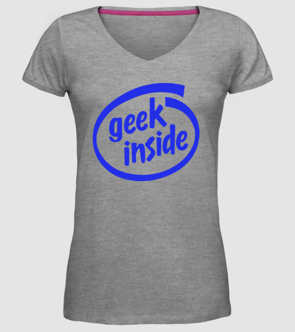 Geek inside model gri pe tricou