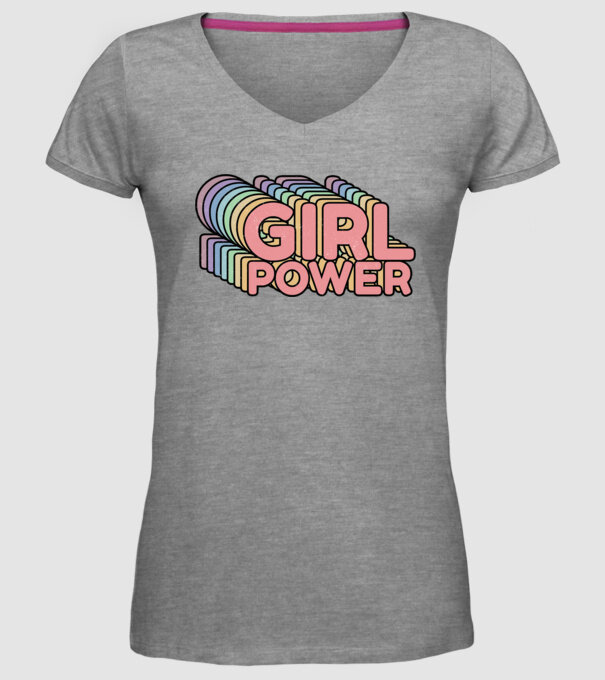 Girl power model gri pe tricou
