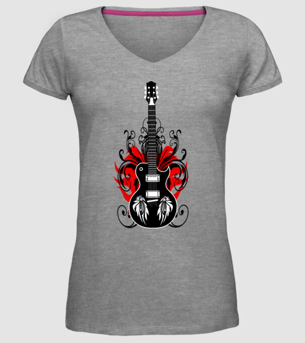 Chitară model gri pe tricou