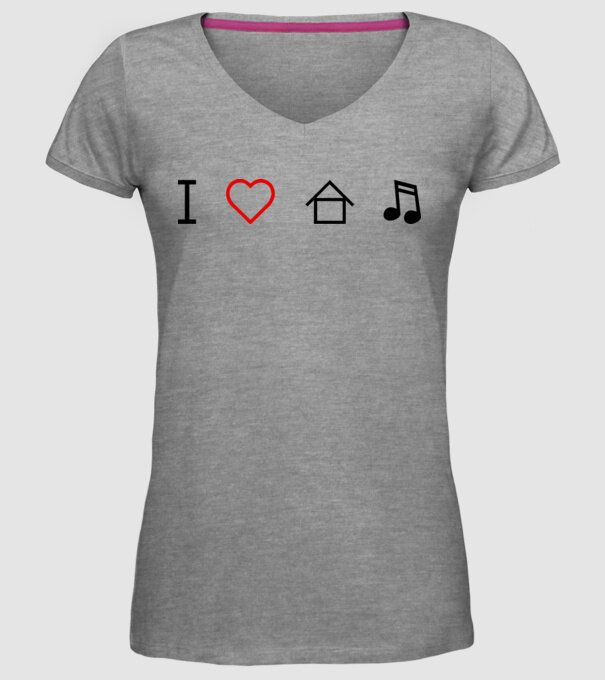 I love house music model gri pe tricou