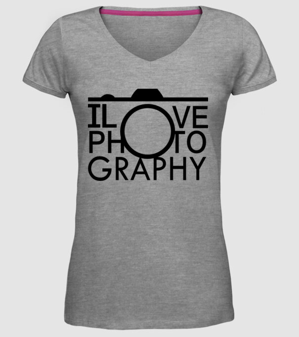 I love photography model gri pe tricou