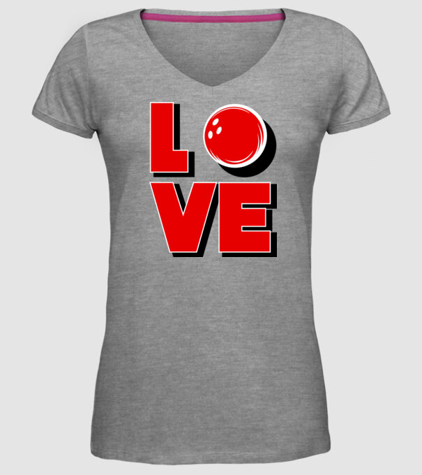 Love bowling model gri pe tricou