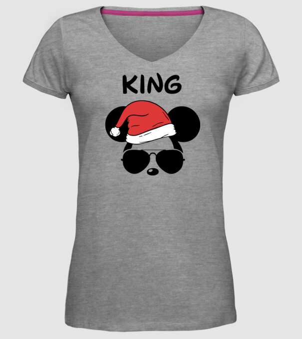 mickey santa king model gri pe tricou