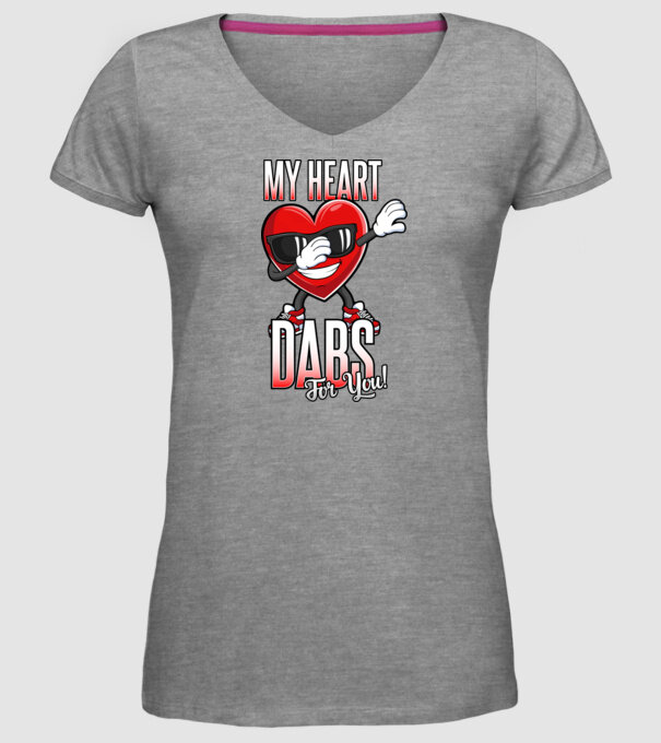 My Heart Dabs For You model gri pe tricou