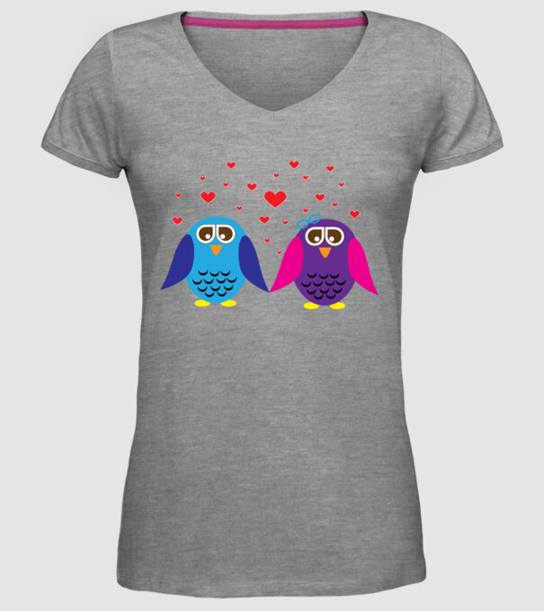 Owl Love model gri pe tricou