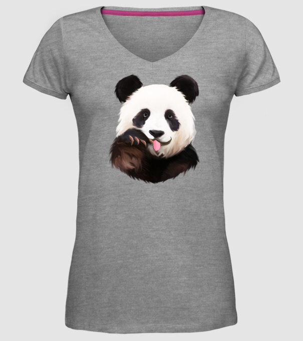 Panda face model gri pe tricou