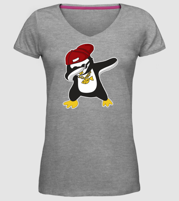 Pinguin DAB model gri pe tricou