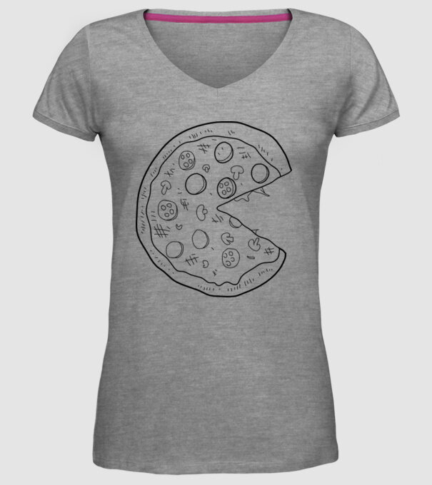 Pizza cuplu model gri pe tricou