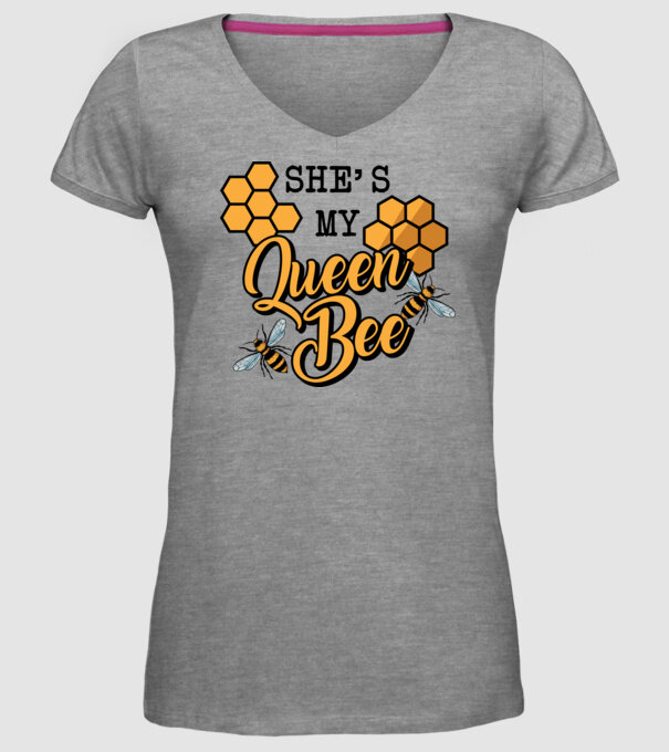 Queen Bee model gri pe tricou