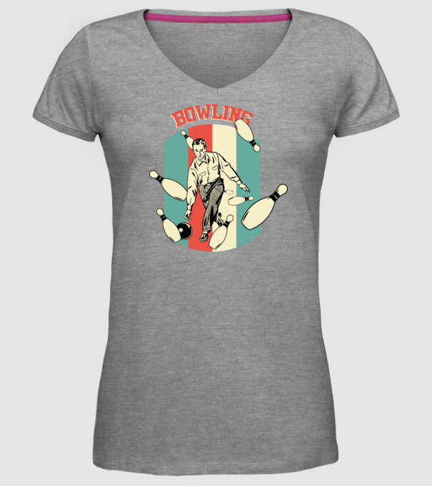 Retro Bowling model gri pe tricou
