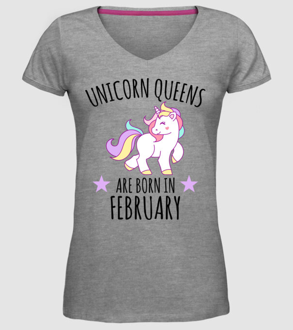 Unicorn queens are born in - February model gri pe tricou