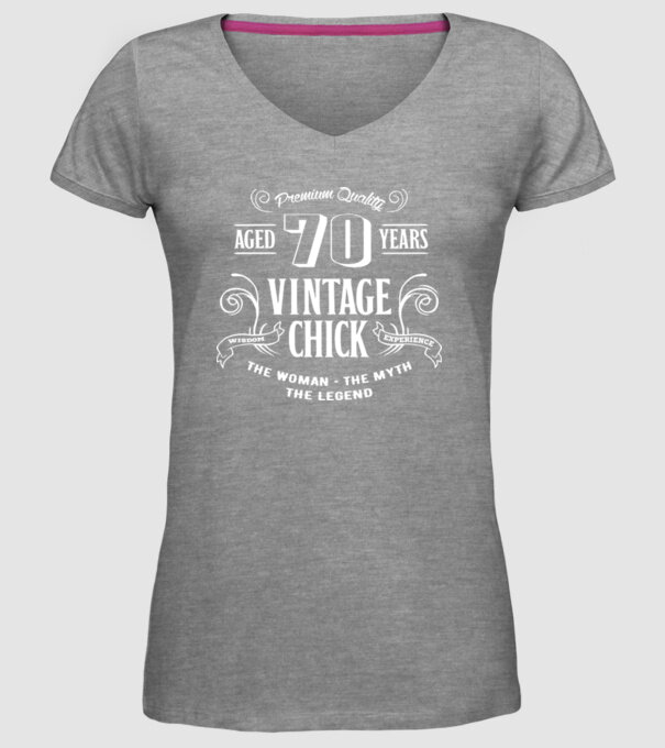 Vintage chick - 70 model gri pe tricou