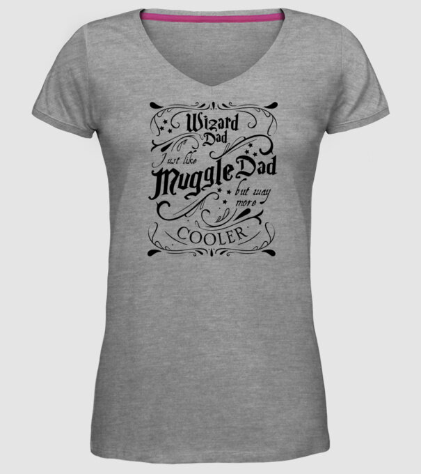 Wizard dad model gri pe tricou