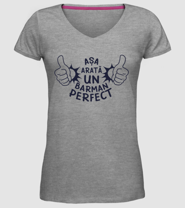 Așa arată un BARMAN perfect model gri pe tricou