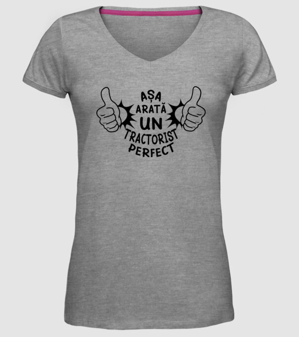 Așa arată un TRACTORIST perfect model gri pe tricou