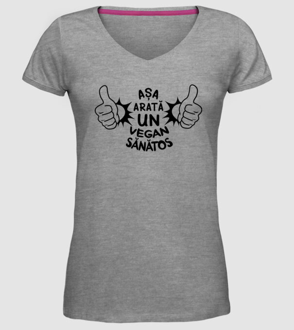 Așa arată un VEGAN sănătos model gri pe tricou