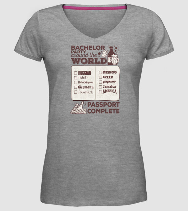 Bachelor Party World tour model gri pe tricou