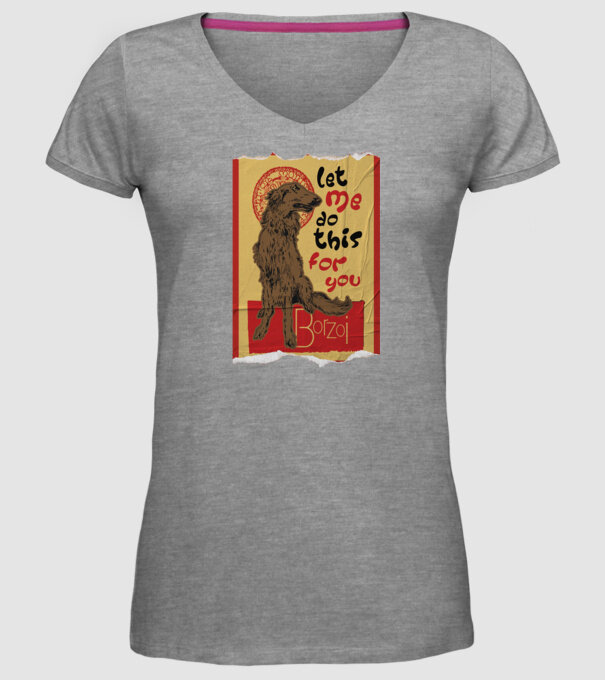 BORZOI retro poster chat noir poster texture model gri pe tricou