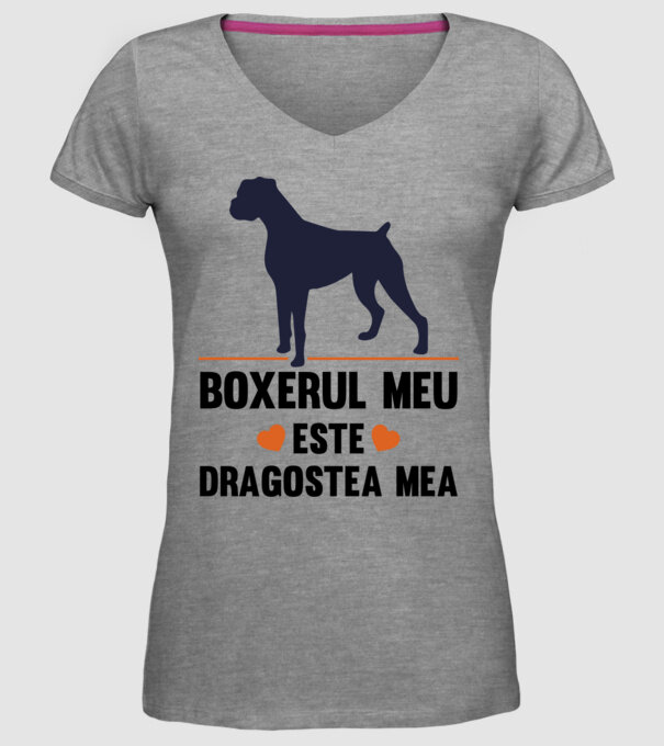 boxerul meu este dragostea mea model gri pe tricou