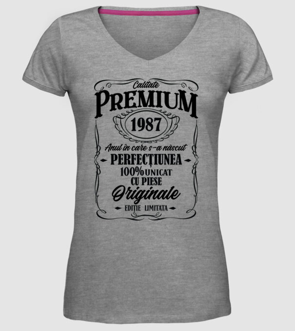 calitate premium -1987 - anul în care s-a născut - perfecțiunea - 100% unicat, cu piese originale, ediție limitată model gri pe tricou