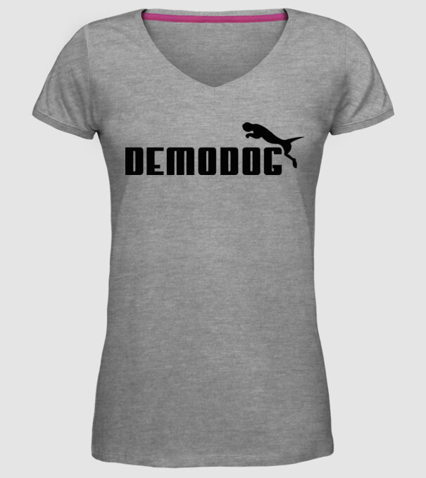 demodog logo black model gri pe tricou