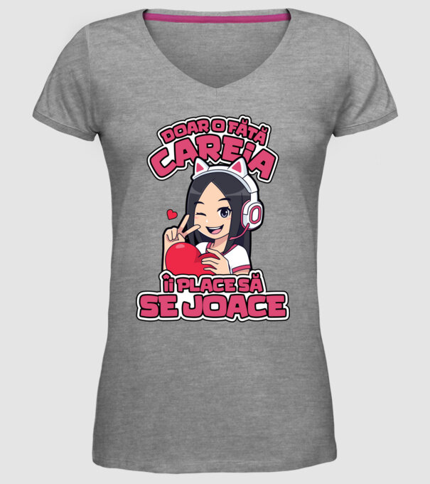 doar o fată căreia îi place să se joace model gri pe tricou