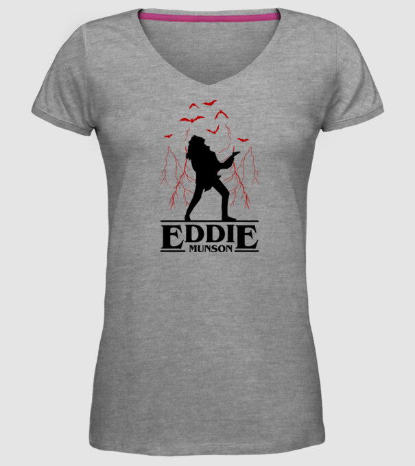 eddie munson stranger things model gri pe tricou