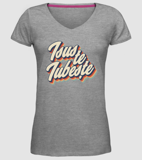 Isus te iubește model gri pe tricou