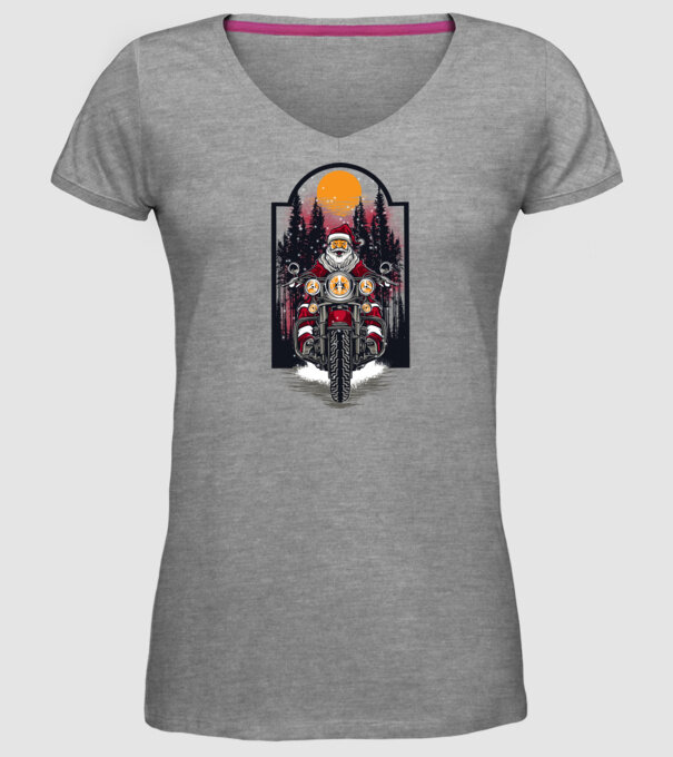 Motor santa model gri pe tricou