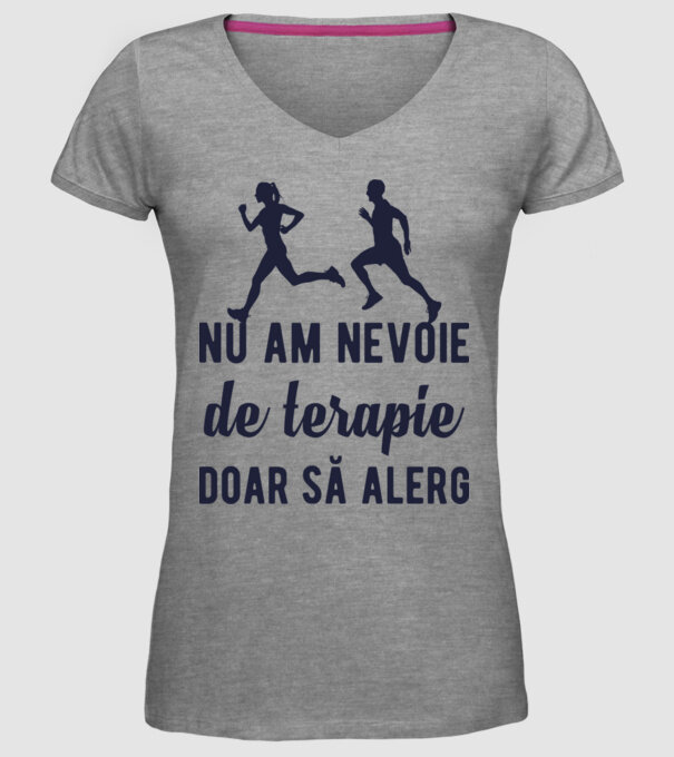 nu am nevoie de terapie, doar să alerg model gri pe tricou