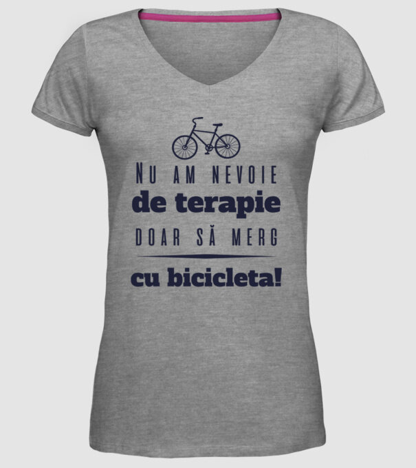nu am nevoie de terapie, doar să merg cu bicicleta model gri pe tricou