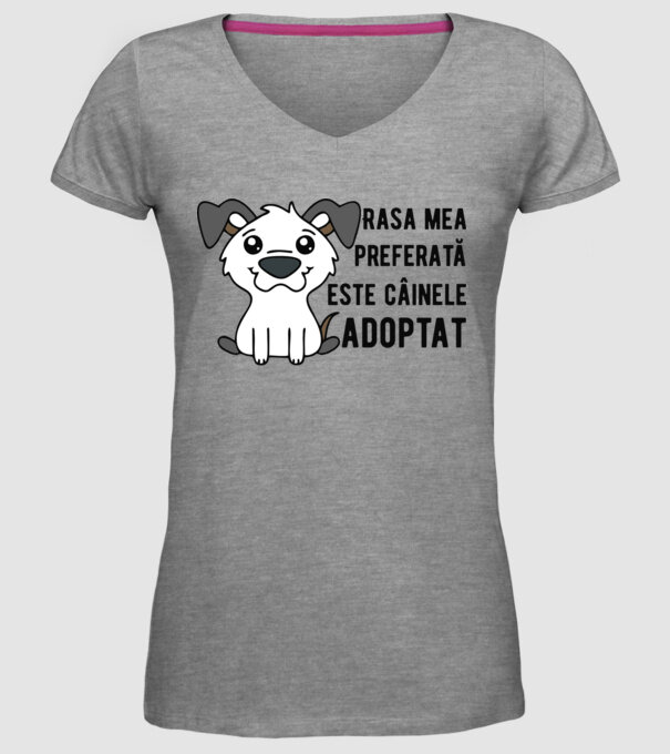 Rasa mea preferată este câinele adoptat model gri pe tricou