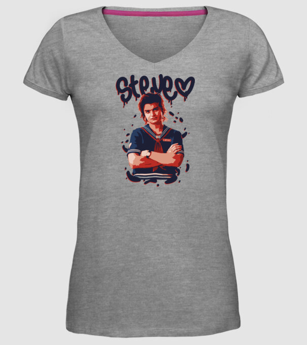 steve stranger things model gri pe tricou