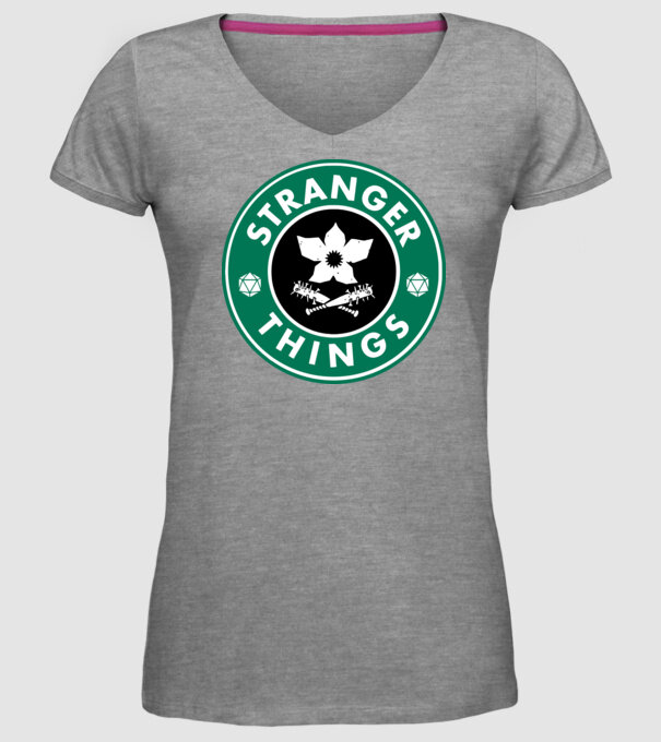 stranger things starbucks model gri pe tricou