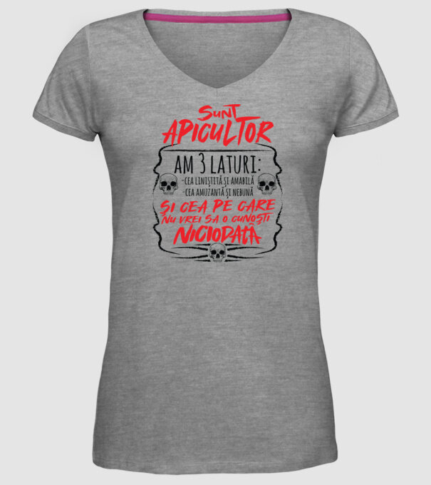 sunt apicultor am 3 laturi model gri pe tricou