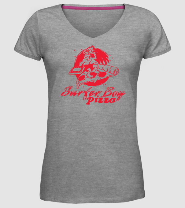 surfer boy pizza stranger things model gri pe tricou