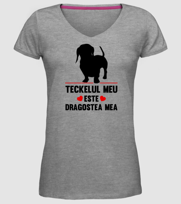 teckelul meu este dragostea mea model gri pe tricou