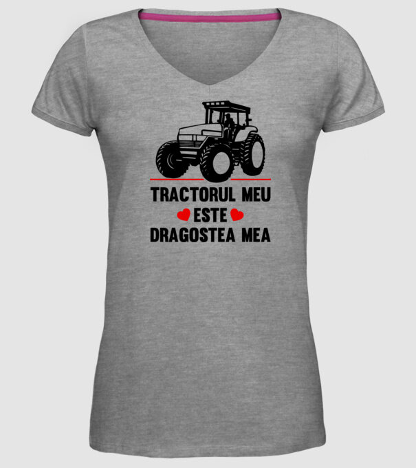 tractorul meu este dragostea mea model gri pe tricou