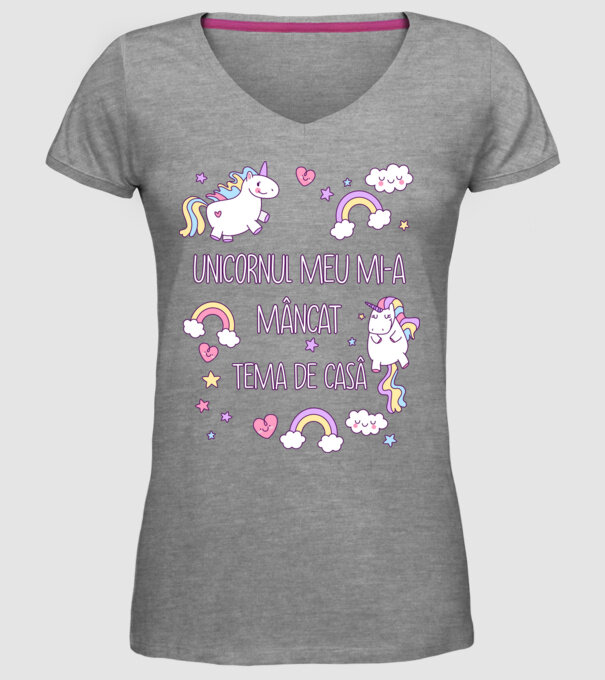 Unicornul meu mi-a mâncat tema de casă model gri pe tricou