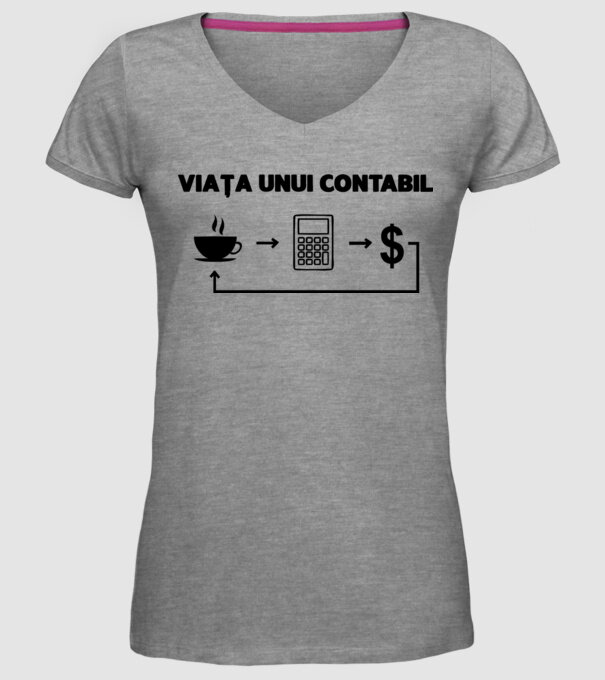 Viața unui contabil model gri pe tricou