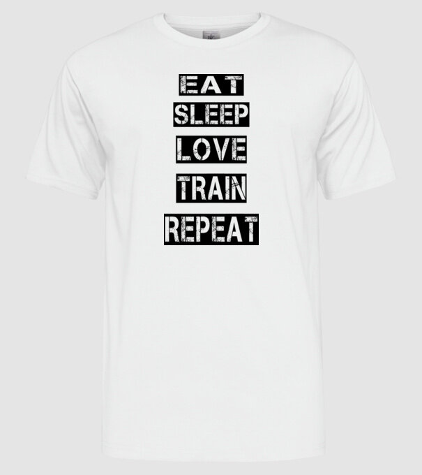 AET SLEEP LOVE TRAIN model alb pe tricou