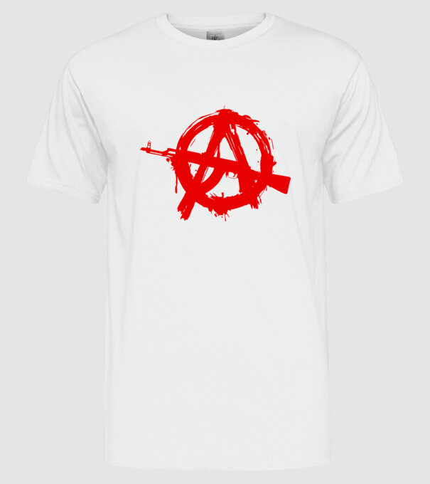 Akanarchy model alb pe tricou