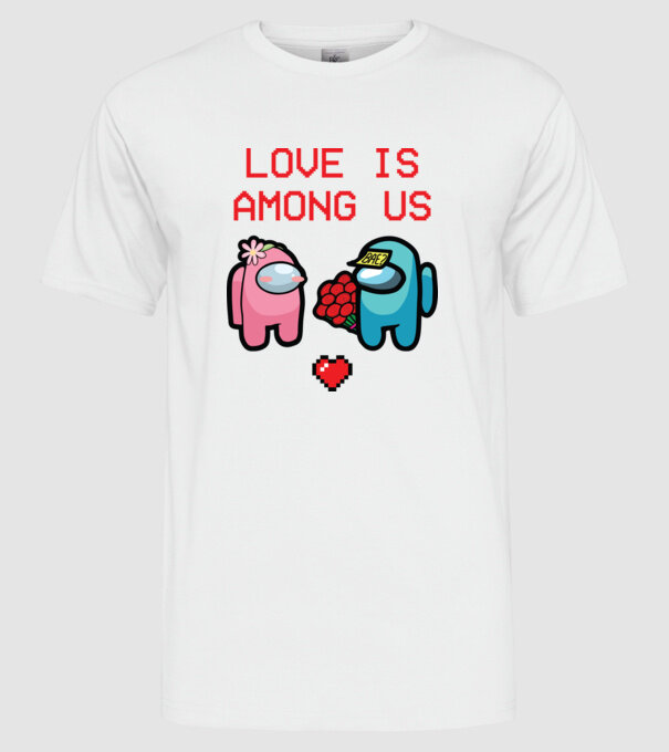 Among us love model alb pe tricou