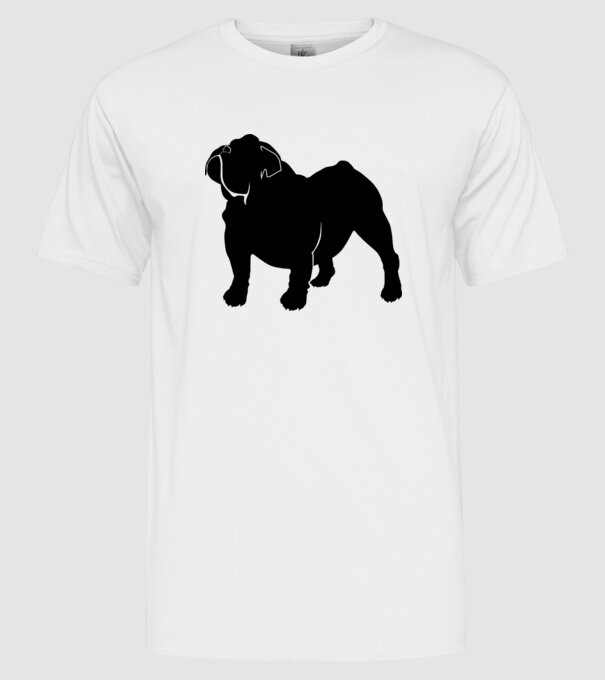 Bulldog englezesc model alb pe tricou