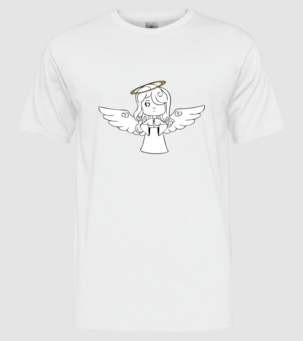 Îngeraș model alb pe tricou