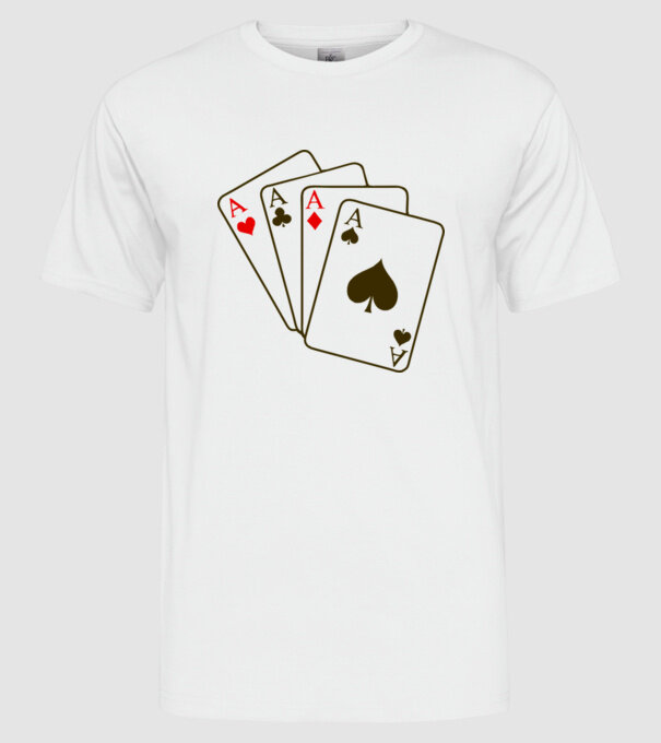 Ași model alb pe tricou