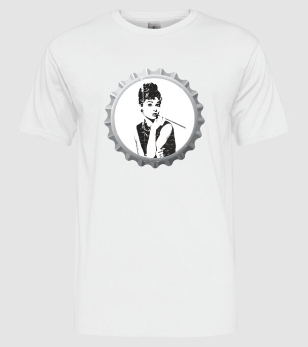 Audrey model alb pe tricou