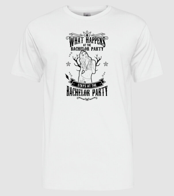 Bachelor party model alb pe tricou